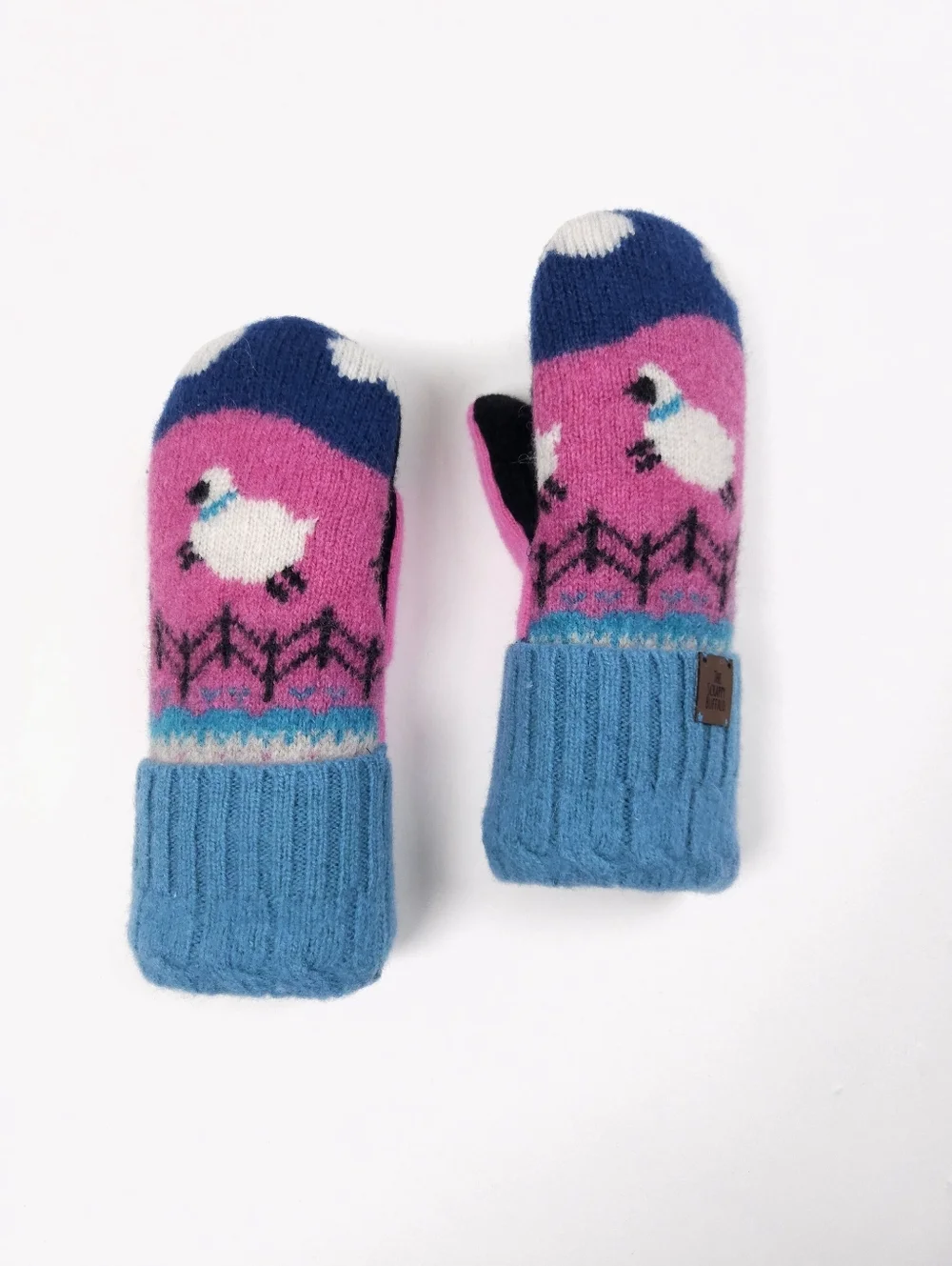 Upcycled Pink Sheep Wool Sweater Mittens: Double Fleece Lined (Adult XS/S)